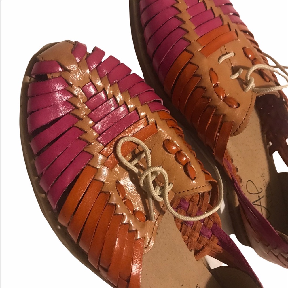 New Leather Lace Up Espadrille Huarache Shoes 9